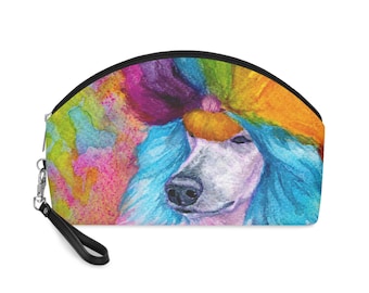 Makeup Bag RAINBOW POODLE, standard poodle, watercolor, spoo, continental cut, realistic, unique poodle gifts
