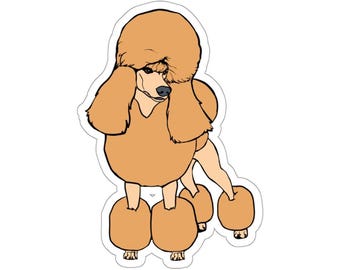 Stickers - apricot standard poodle, show trim, continental cut, spoo, chibi poodle, dog, cartoon, poodle gifts