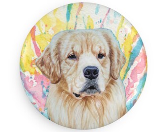 Golden Retriever colorful Dog Breed Magnet, Pastel Rainbow Watercolor splatter Fine Art Prints, Unique Gifts for Dog Lovers
