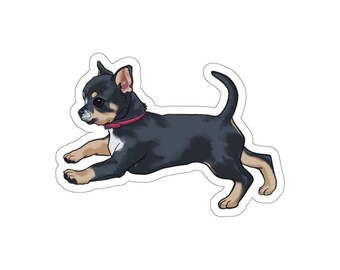 Chihuahua - blue tri - cartoon chihuahua art, cute dog stickers, vinyl sticker car decal, hydroflask, laptop
