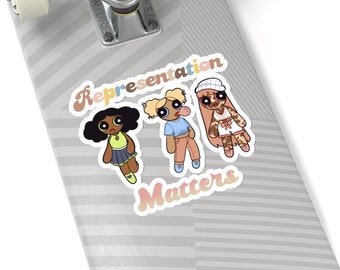Representation matters black girls BIPOC Pastel pink Sticker cute kawaii magical girls