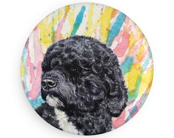 Portuguese Water Dog colorful PWD Dog Breed Magnet, Pastel Rainbow Watercolor splatter Fine Art Prints, Unique Gifts for dog Lovers