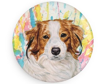 Kooikerhondje colorful Dog Breed Magnet, Pastel Rainbow Watercolor splatter Fine Art Prints, Unique Gifts for Dog Lovers