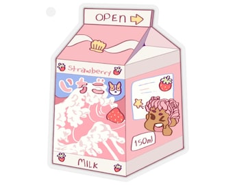 strawberry milk Pastel pink Sticker cute kawaii