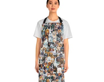Dog grooming Apron with POCKETS, Purebred Dog collage Print, Groomer's Essential, Hair Resistant, Unique Gift for Dog Show Handler