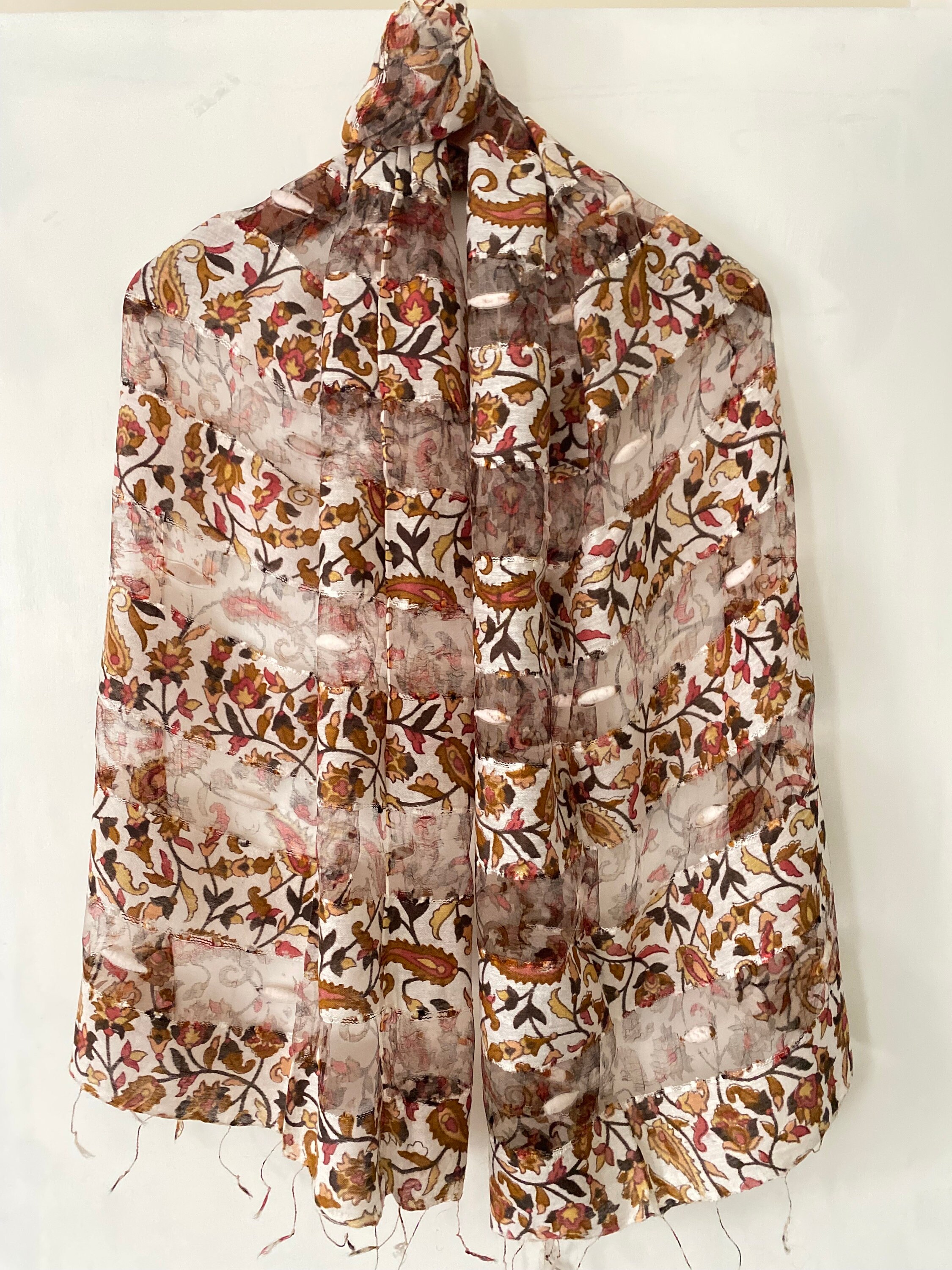 100% Handmade Silk Scarf with Autumn Colours Made Of Natural Organic Dye Unique Shawl Gift For Her