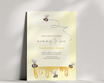 Baby Shower Invitation Bee Theme, Celebrating Mommy-to-bee Baby Shower, Gender Neutral Invitation