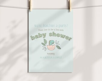 Baby Shower Invitation Dinosaur Editable, Template, Printable Dino Baby Shower Invite, Instant Download, Baby Boy or Girl