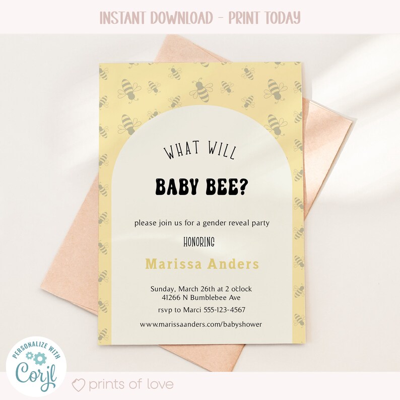 Gender Reveal Mommy to Bee, Baby Bee Theme, What Will Baby Bee image 3