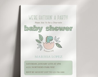Baby Shower Invitation Dinosaur, Editable Template, Printable Dino Baby Shower Invite, Instant Download, Baby Boy or Girl