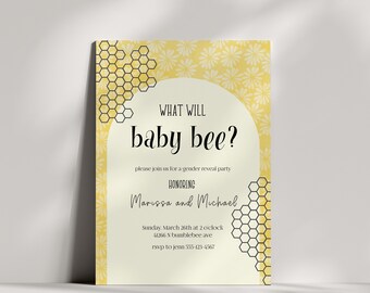 Gender Reveal Bundle, Set of 5! Editable Bumble Bee, What Will Baby Bee Gender Neutral Printable Template Instant Download