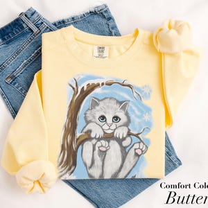 Comfort Colors Opalite Cat Sweatshirt | Music Inspired Kitty Crewneck