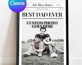 Custom Dad Newspaper Poster, Father's Day Gift (Canva Template)