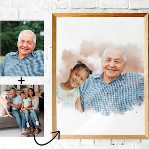 Ajouter la photo d'un proche décédé à la photo, Ajouter un être cher à la photo, Cadeau commémoratif pour la famille, Cadeau de Noël, Combiner des photos, Fusionner des photos de famille