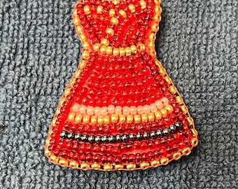 Beaded Red dress pin