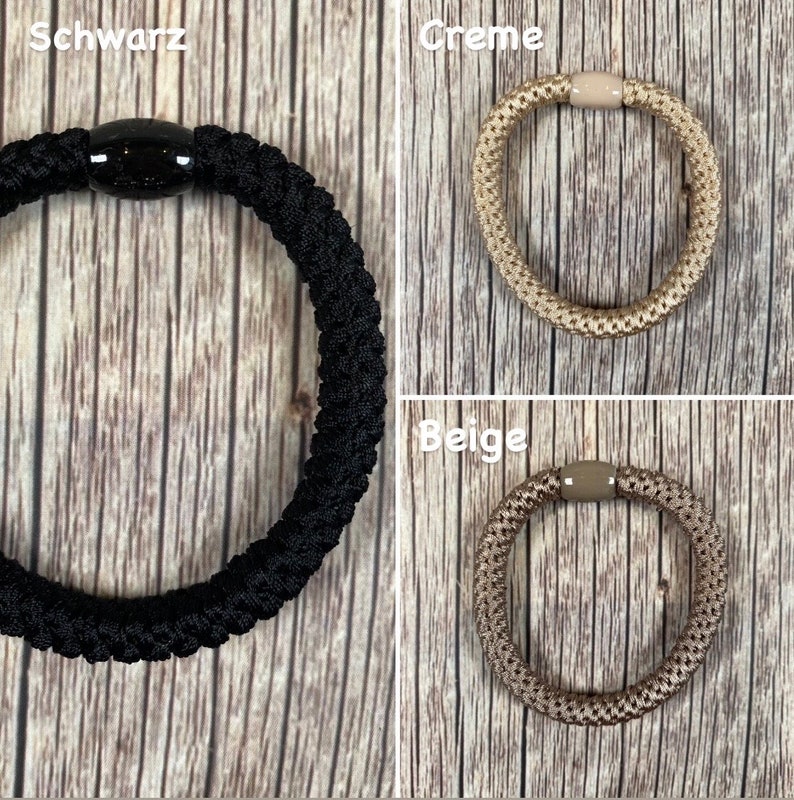 Geflochtene Haargummis Elastische Armbänder mit Perle unifarben Bild 5