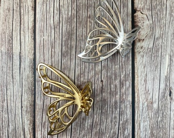 Schmetterlings-Haarspange | Haarklammer | Haarclip | gold & silber