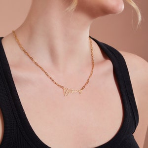 Name Necklace Gold,Custom Name Jewelry,Gold Filled Name,Mama Necklace,Personalized Name Jewelry, Paperclip Name Necklace,Nameplate Necklace