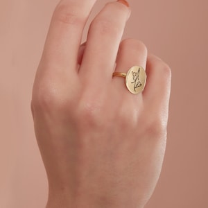 Birth Flower Ring, Tiny Birth Flower Ring, Floral Ring, Gift for Her, Girlfriend Gift, Wild Flowers Memorial