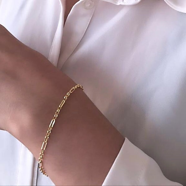18K Gold Figaro Chain Bracelet,Gold Filled Chain Bracelet ,Gift for Her,Mother's Day Gift,Dainty Chain Bracelet,Kids Bracelet,Link