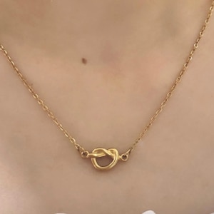 Gold Love Knot Necklace, Dainty Necklace, Dainty Charm Necklace, Anniversary Gift, Gift for Mom, Gift for Her