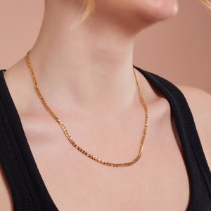 GOLD Figaro Chain Necklace, Gold Chain Necklace,Gold Dainty Necklace,Mother&#39;s Day Gift, Gold Tiny Necklace, Perfect for Everyday Wear