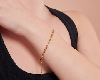 18K Gold Figaro Chain Bracelet,Gold Chain Bracelet ,Gift for Her,Mother's Day Gift,Dainty Chain Bracelet,Kids Bracelet,Paperclip Bracelet