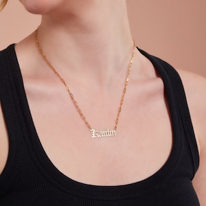 Name Paperclip Necklace • Minimalist Name Necklace with Paperclip Chain • Custom Name Necklace in Gold • Personalized Gift