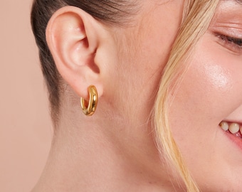 Gold Hoop Earrings, Dainty Hoop Earrings, WATERPROOF Earrings, Minimalist Earrings, Small Hoops, Gift for Her