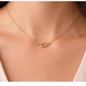 Collier noeud d'amour en or, bijoux de mariage délicats, collier noeud, collier de perles délicat, cadeau pour elle