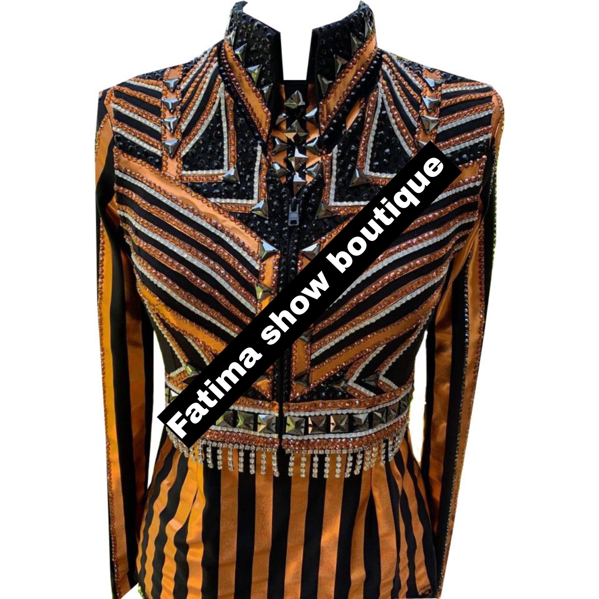 Black and Orange Western Show Vest With 