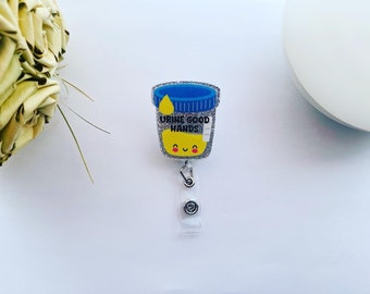 Cute Badge Reel, Nurse, Doctor, CNA, Healthcare Worker, Urine Cup