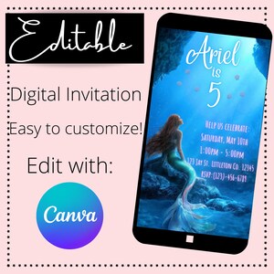 Girls Princess Mermaid Birthday Invitation| Mermaid Birthday Invitation|
