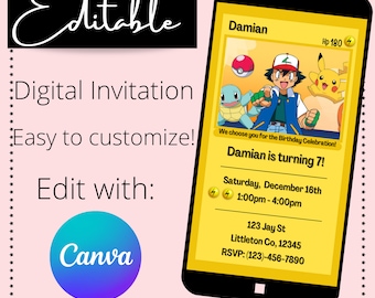 Video Game Invitation| Cartoon Invitation| Kids Birthday Invitation|