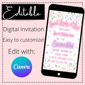 Candy Birthday Invitation| Sweet Sassy and Six Birthday Invitation| Sweets Birthday Invitation|