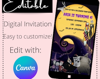 Halloween Birthday Invitation| Halloween Party| Spooky Birthday Invitation| Skeleton Party| Pumpkin King Birthday|