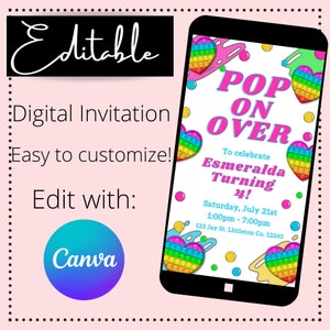 Pop It Birthday Invitation| Pop It Party| Kids Birthday Invitation| Pop It Party|