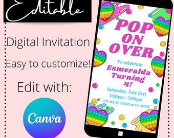 Pop It Birthday Invitation| Pop It Party| Kids Birthday Invitation| Pop It Party|