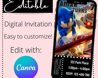 Sonic the Hedgehog Digital Invitation| Sonic Digital Invitation| Sonic Birthday| Kids Birthday Invitation| Kids Birthday|