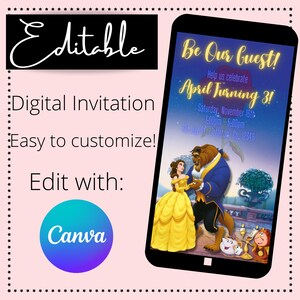 Princess Birthday Invitation| Girls Birthday Invitation| Digital Invitation