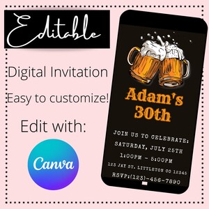 Beer Birthday Invitation| Men's Birthday Invitation| 21st Birthday Invitation|