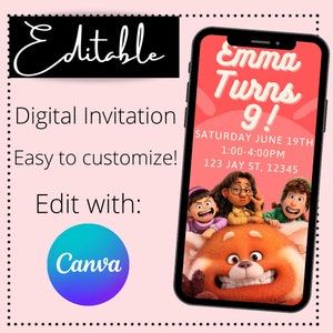 Turning Red Birthday Invitation| Red Panda Invitation| Red Panda Birthday| Turning Red Birthday| Kids Birthday| Digital Invitation