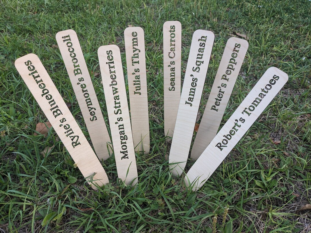 Set of 8 Personalized Large Wooden Garden Stakes Labels Etsy