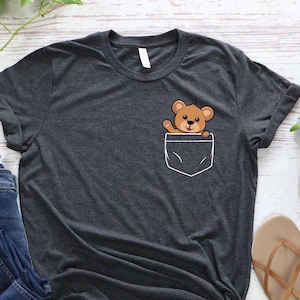 Pocket Bear Shirt, Pocket Tee, Cute Bear Shirt, Bear Youth Shirt, Animal Lover Shirt, Shirts for Women, Pocket Bear Toddler, Bear Baby Shirt