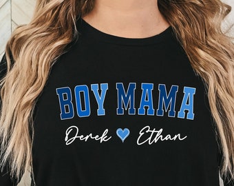 Boy Mama Shirt: Personalized Mom Tee (Custom Kids' Names)