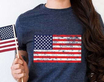 4th Of July America Flag T-shirt, USA Flag Shirt, Patriotic American Flag Shirts, USA Flag Distressed Shirt Patriotic T-Shirt