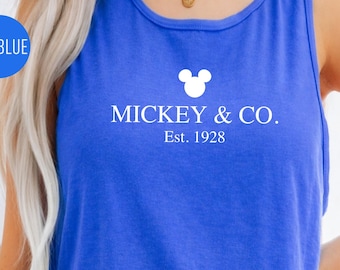 Comfort Colors® Retro Mickey & Co Tank Top, Vintage Disney Tank for Her, Mickey Est. 1928, Mickey And Friends Tank, Disney Family Tank Top