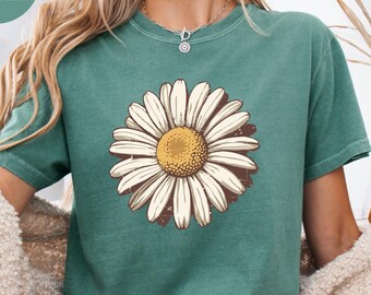 Comfort Colors® Boho Daisy Flower Tee, Wildflower Shirt, Plant Shirt, Botanical Tee, Retro Floral T-Shirt,Gardener Shirt, Trendy Shirts