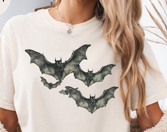 Comfort Colors® Bats Y2k T-Shirt, Vintage 90s Style Bat Shirt, Washed Retro Gothic Tee ,Unisex Grunge 2000s Shirt, Dark Art Horror Top