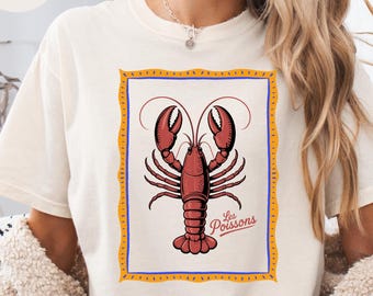 Comfort Colors®Lobster Shirt, French Coastal Nautical Tee, Beach Lobster Graphic T-Shirt, Coastal Grandma Gift, Ocean Lover Summer Top